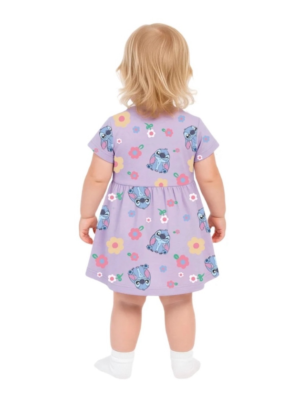 Disney Stitch Baby Girl Viscose Bamboo French Terry Floral  Dress And Panty Set - Picture 3 of 10